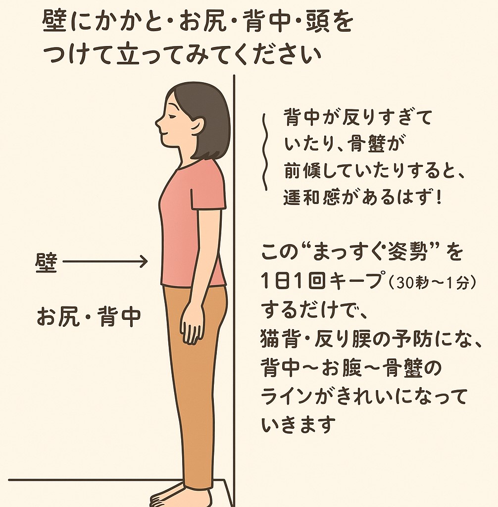 壁を使った姿勢の整え方